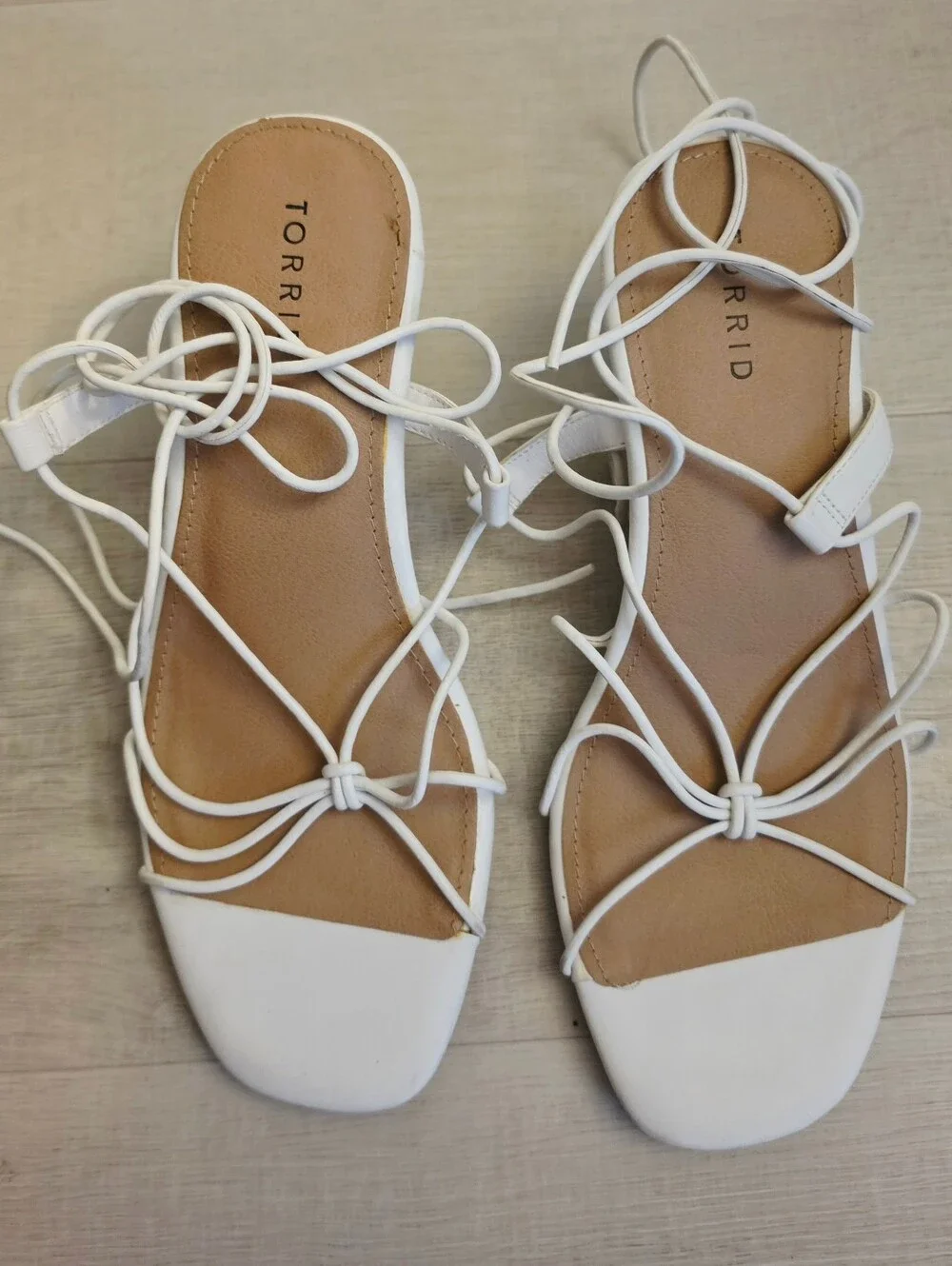 torrid White Lace-Up Strappy Sandals